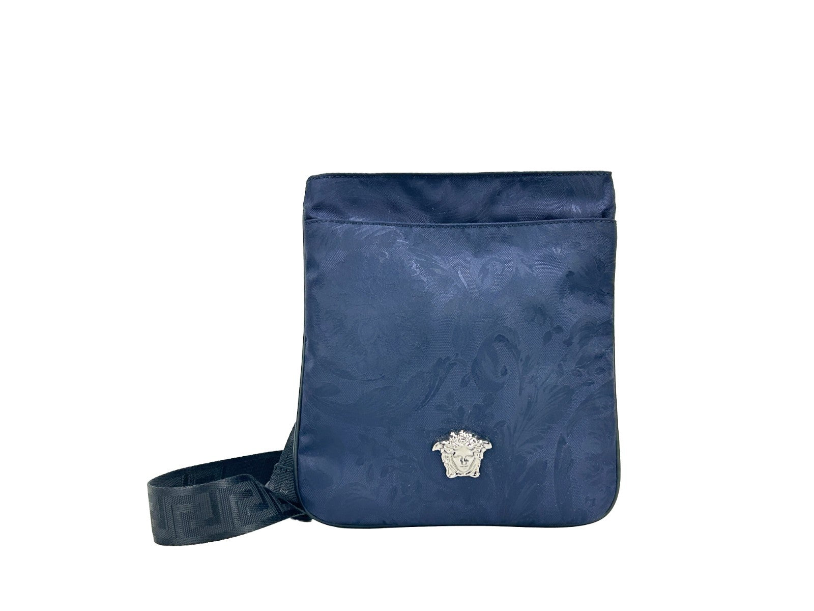 Navy Versace Medusa Flat Crossbody Bag Synthetic