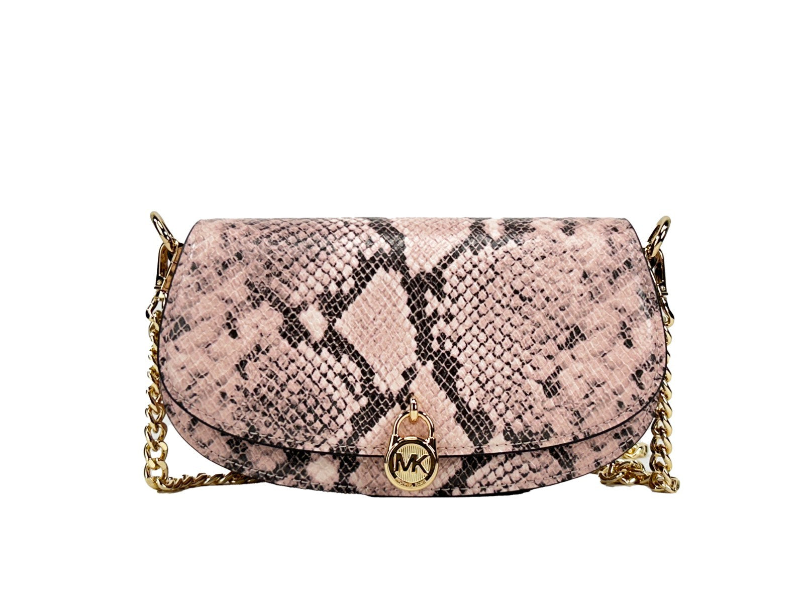 Pink Leather Snakeskin Crossbody Bag by Michael Kors