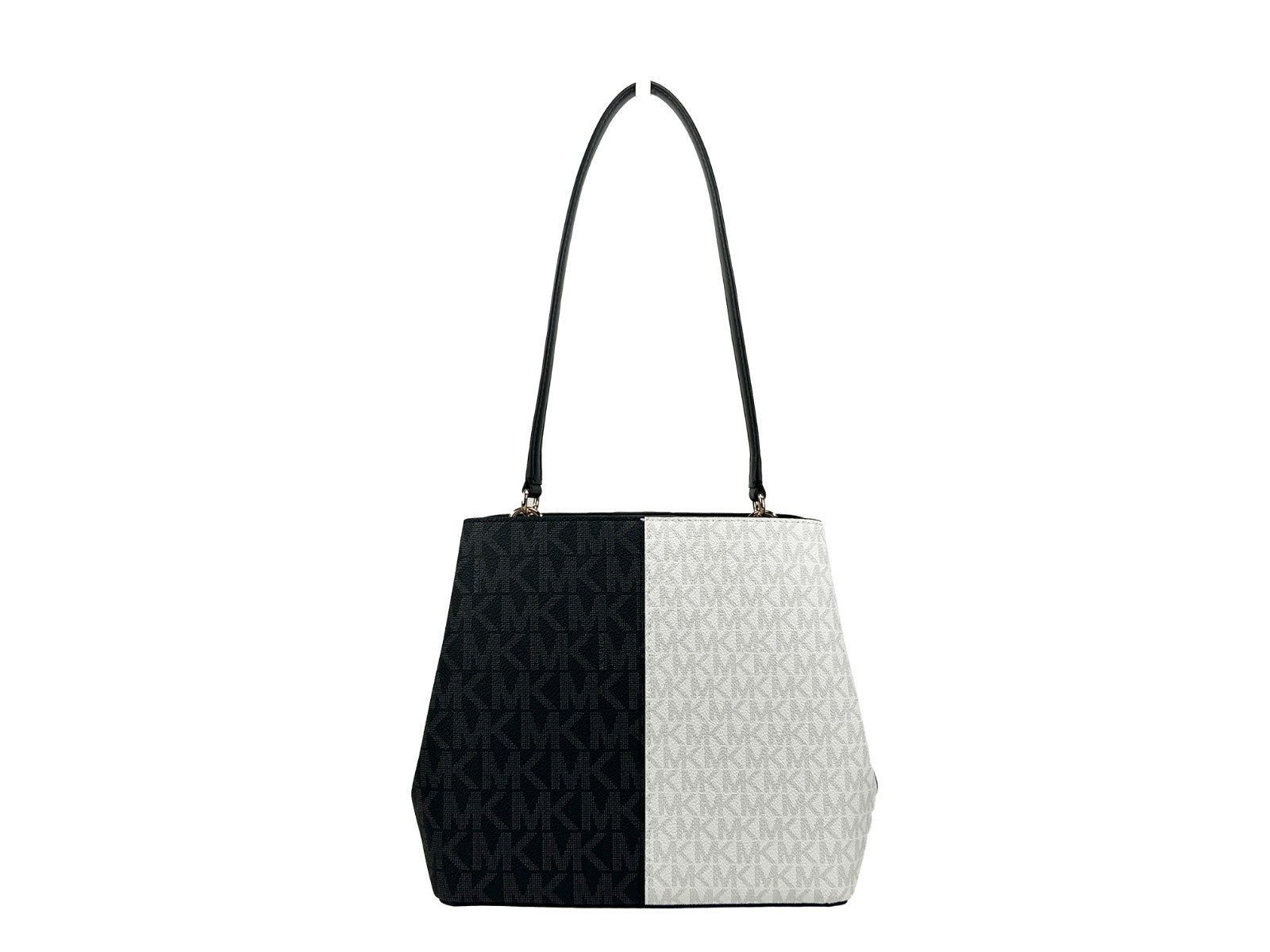 Schwarze Michael Kors Pratt Signature Bucket Bag aus Multi-Leder