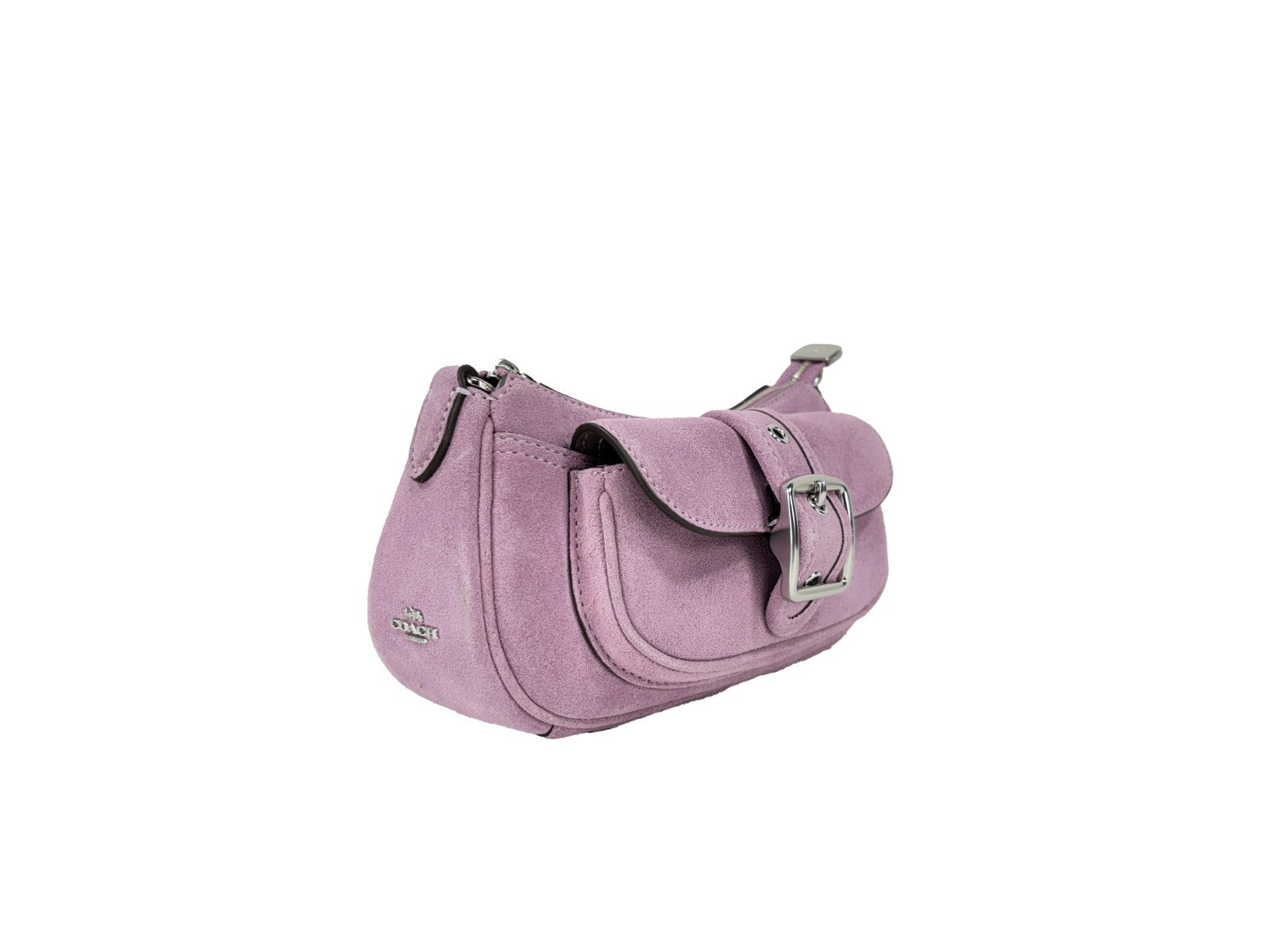 Violet Coach Mini Ashton Suede Shoulder Bag