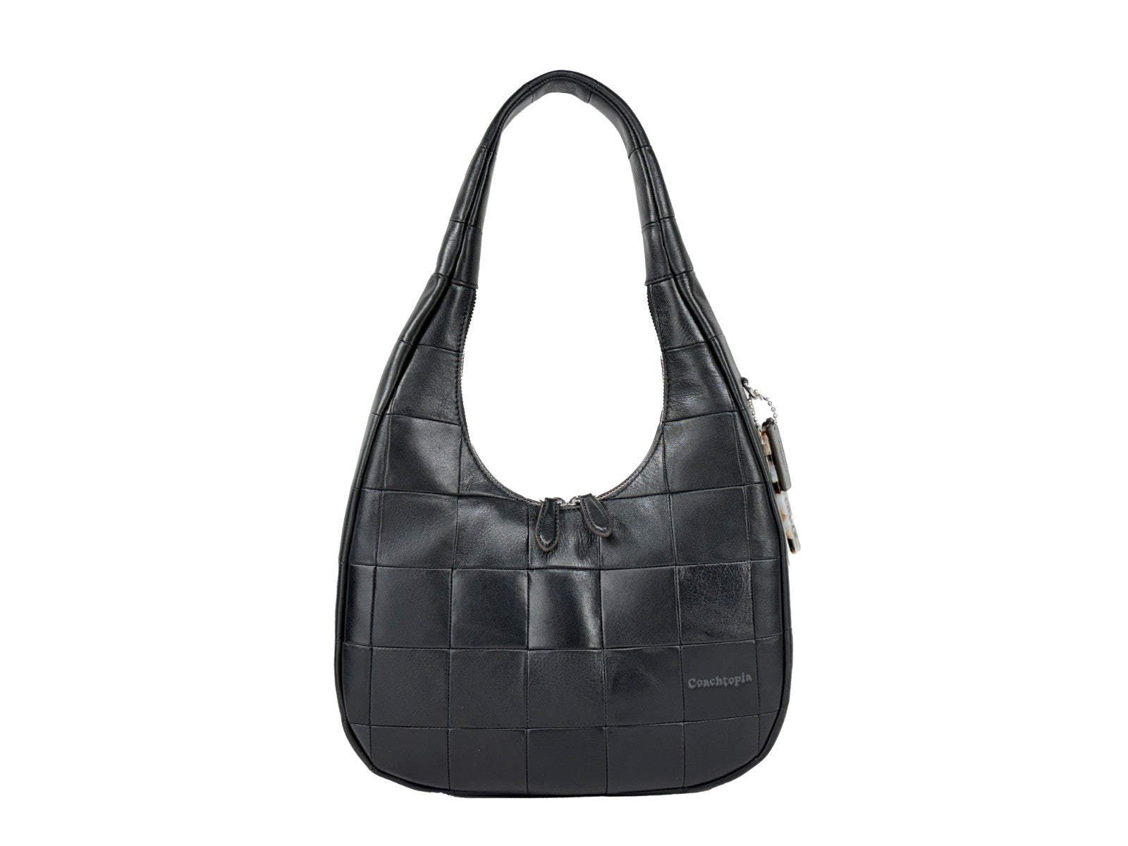 Schwarze Coach Coachtopia Crescent Schultertasche aus Leder