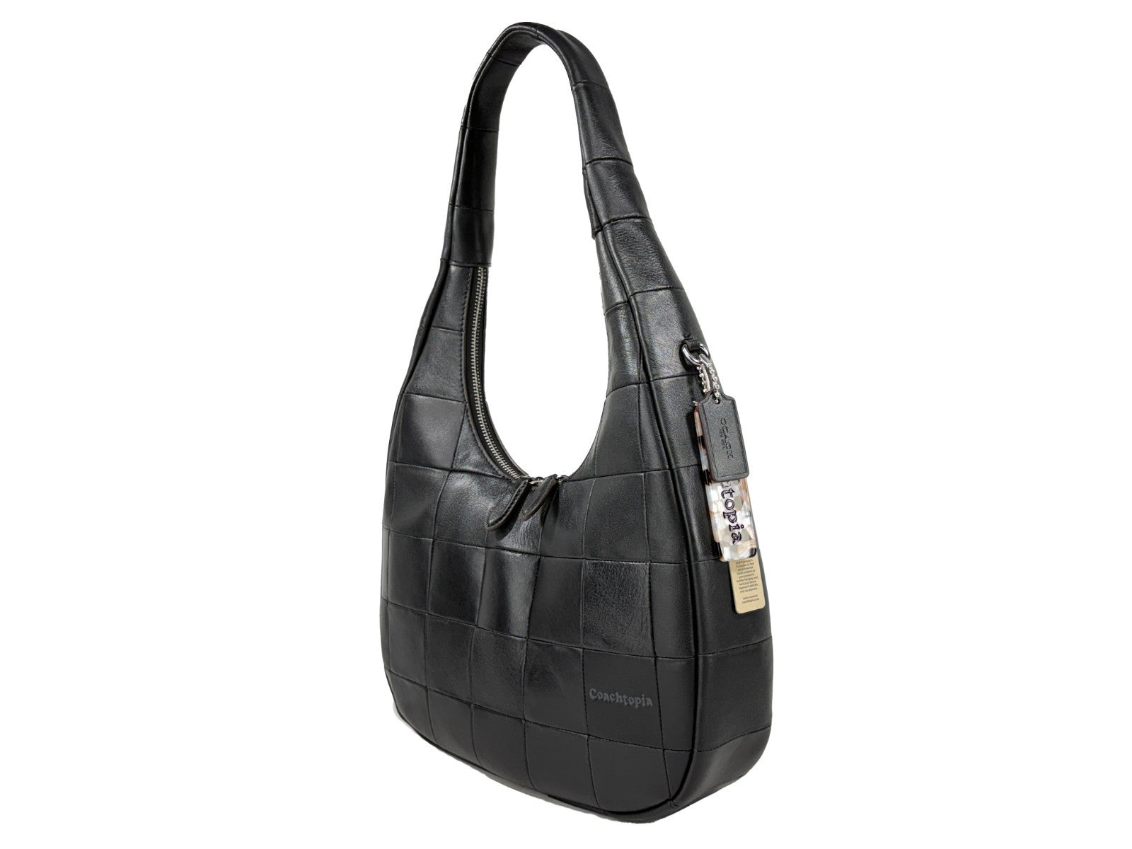 Schwarze Coach Coachtopia Crescent Schultertasche aus Leder