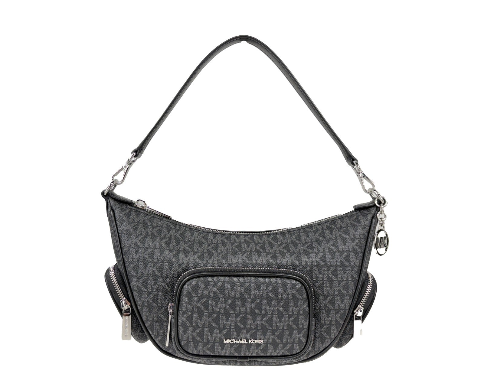 Schwarze Michael Kors Merritt Umhängetasche aus Leder (Tragetasche mit Schulterriemen)