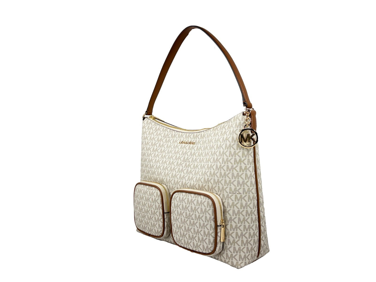 Vanilla Leather Michael Kors Merritt Large Cargo Shoulder Bag