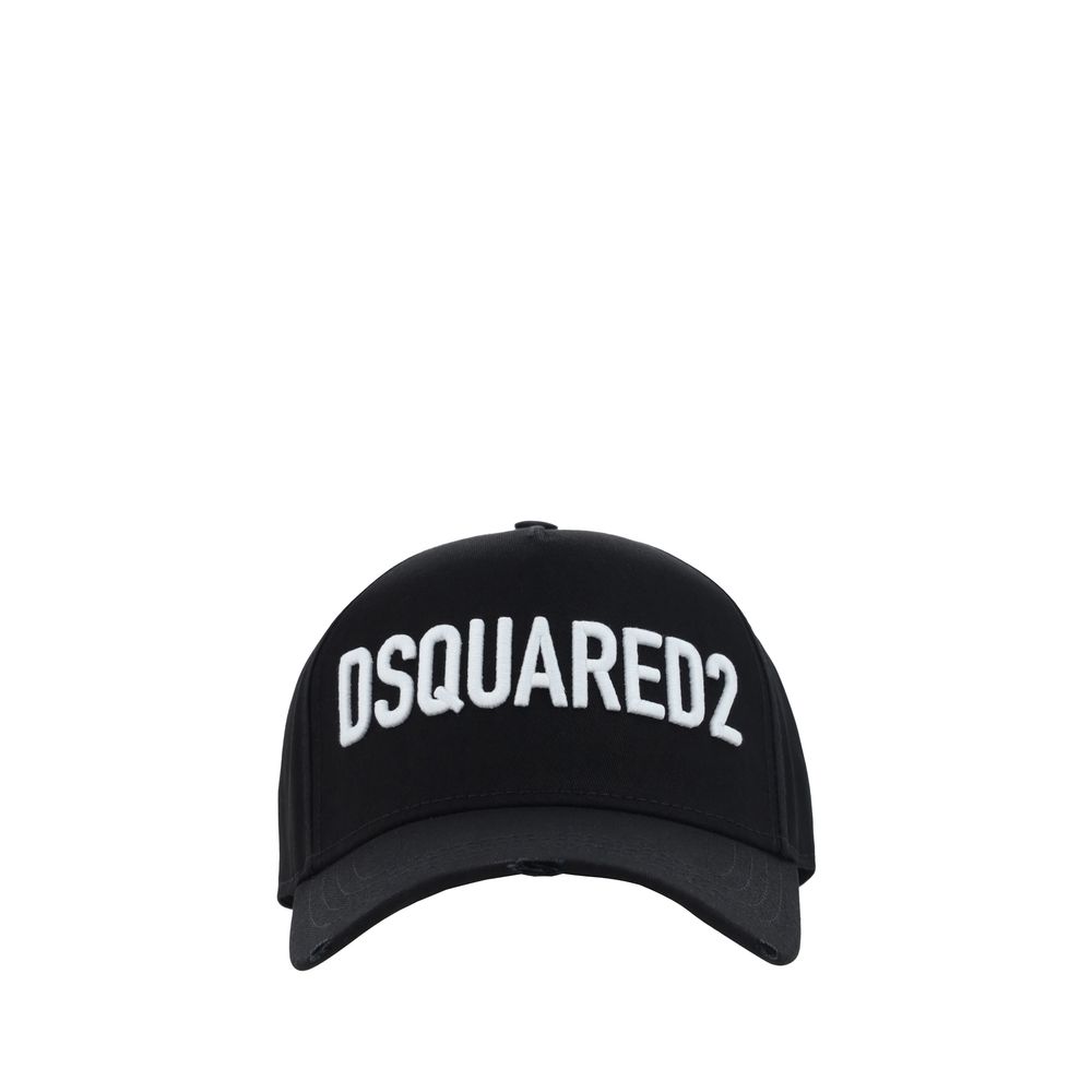Black Cotton Baseball Cap with Dsquared2 Monogram