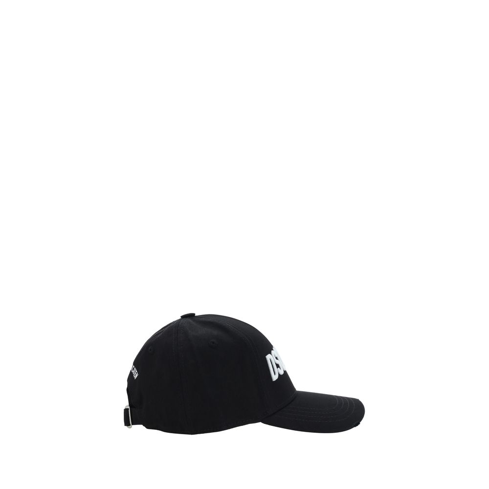 Black Cotton Baseball Cap with Dsquared2 Monogram