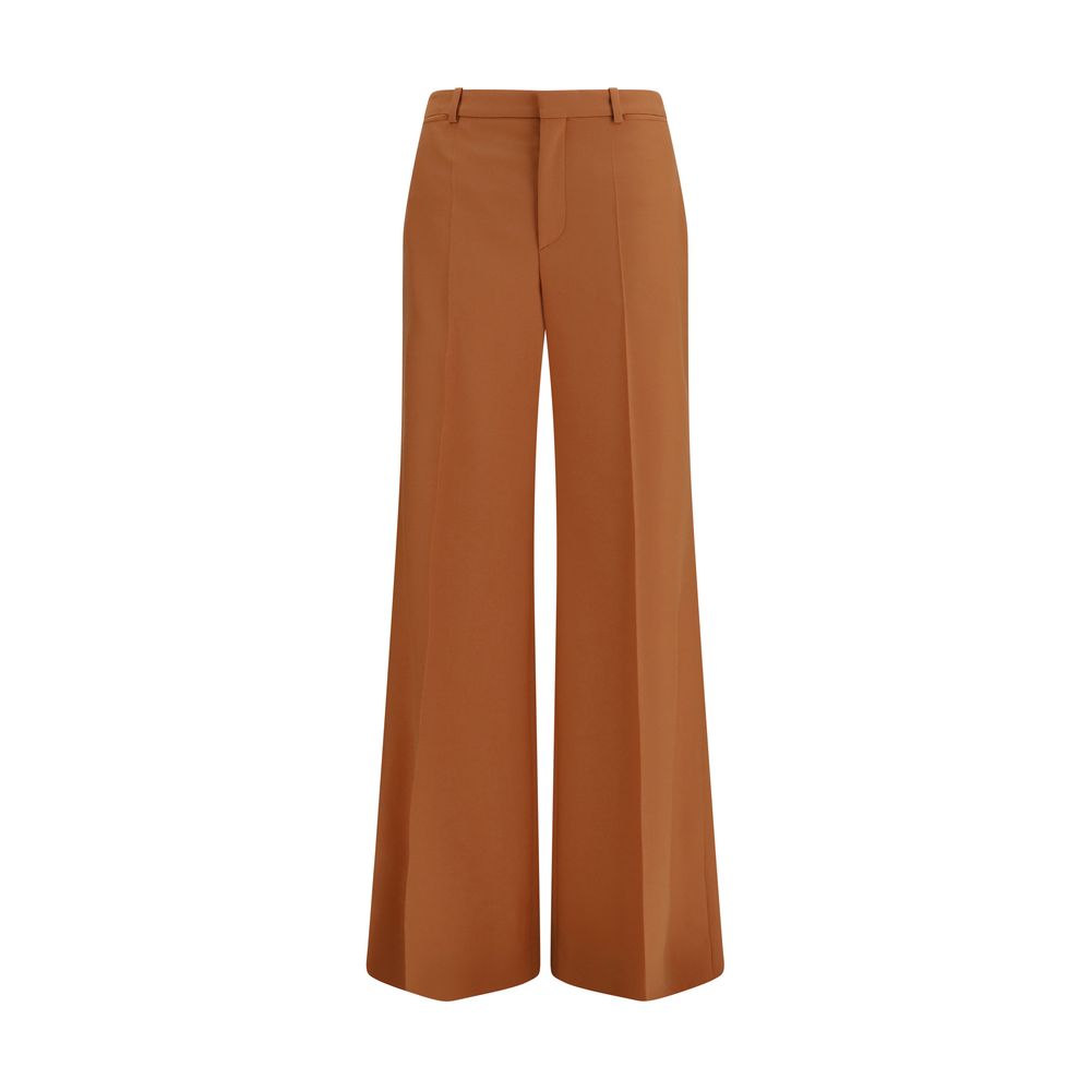 Orange Cotton High-Waisted Flared Pants