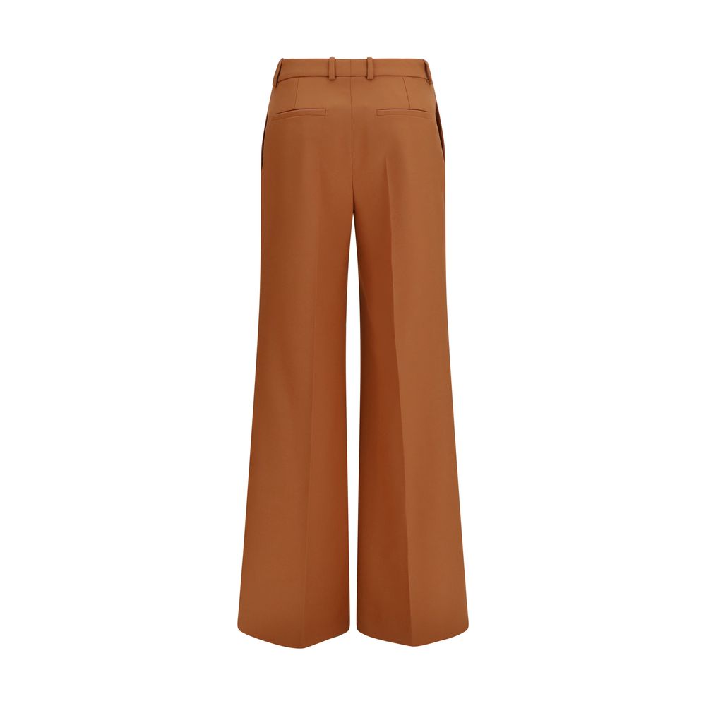 Orange Cotton High-Waisted Flared Pants