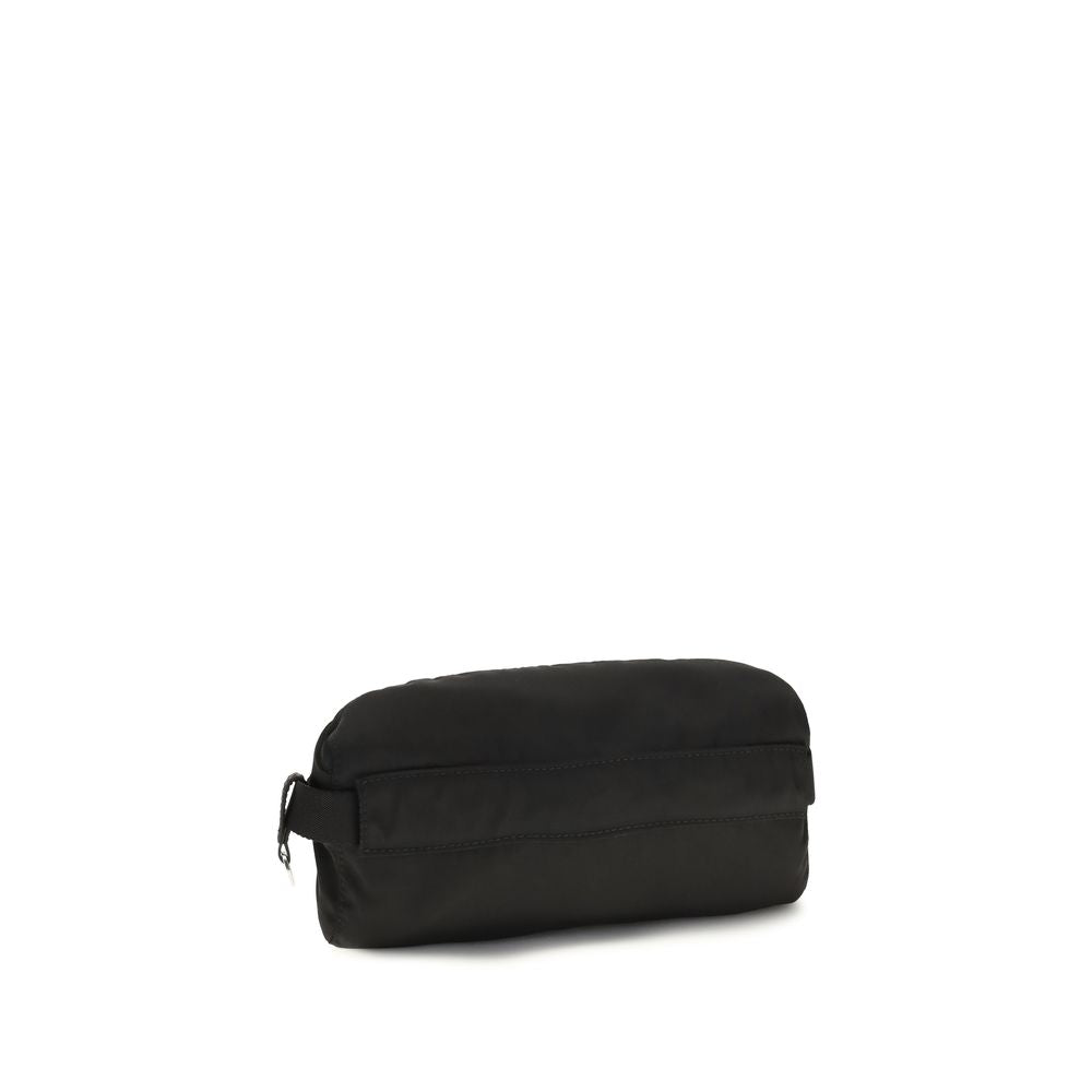 Black Synthetic Clutch Bag with Logo Plaque