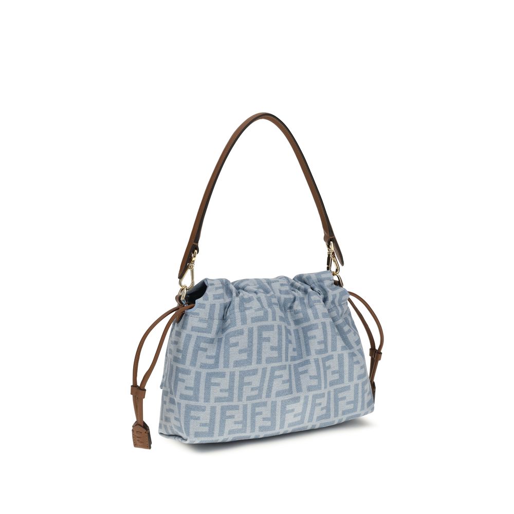 Blue Cotton Mamma Baguette Shoulder Bag by Fendi