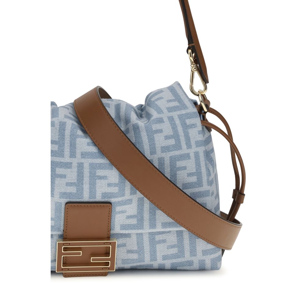 Blue Cotton Mamma Baguette Shoulder Bag by Fendi