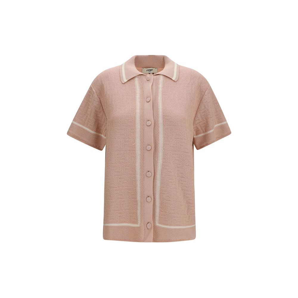 Multicolor Cotton Shirt with FF Motif and Elastic Hem