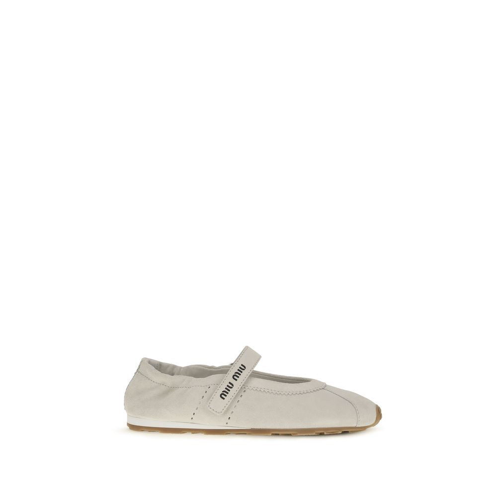 Miu Miu White Calf Leather Ballet Flats