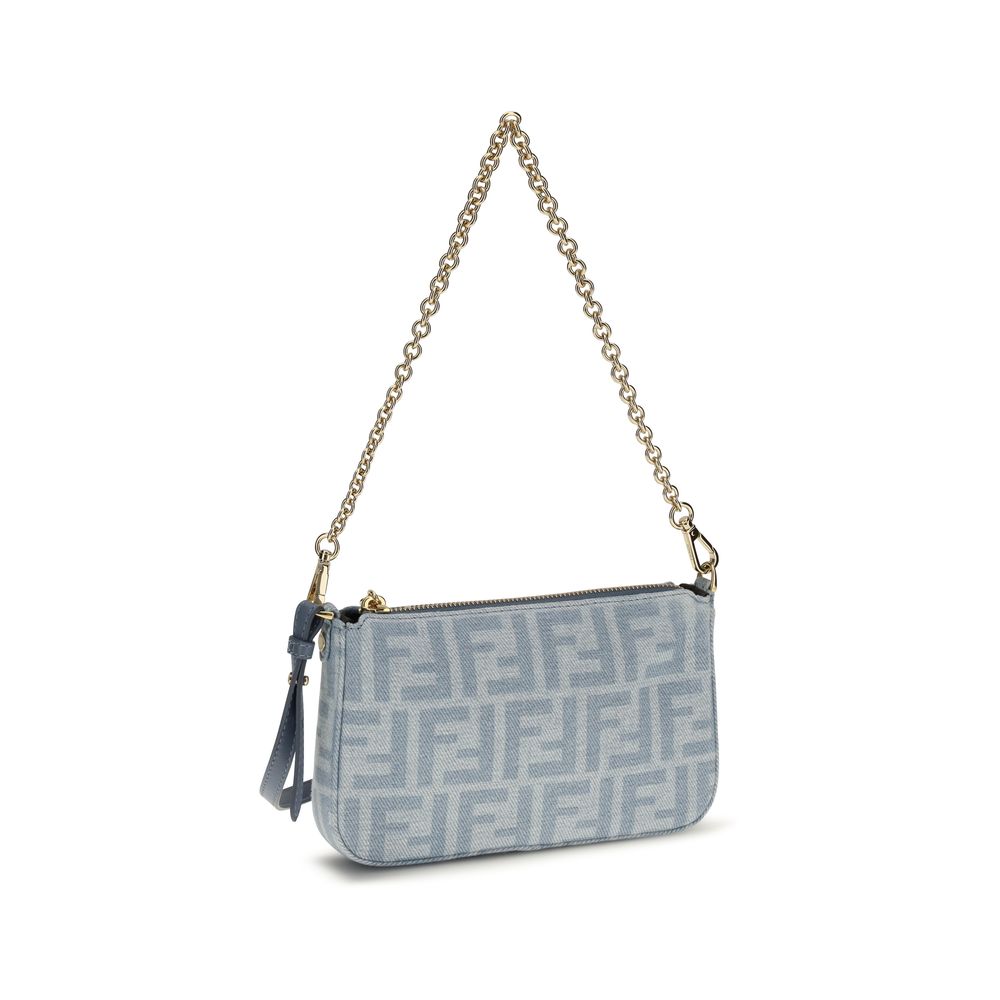 Blue Cotton Denim Clutch Bag by Fendi