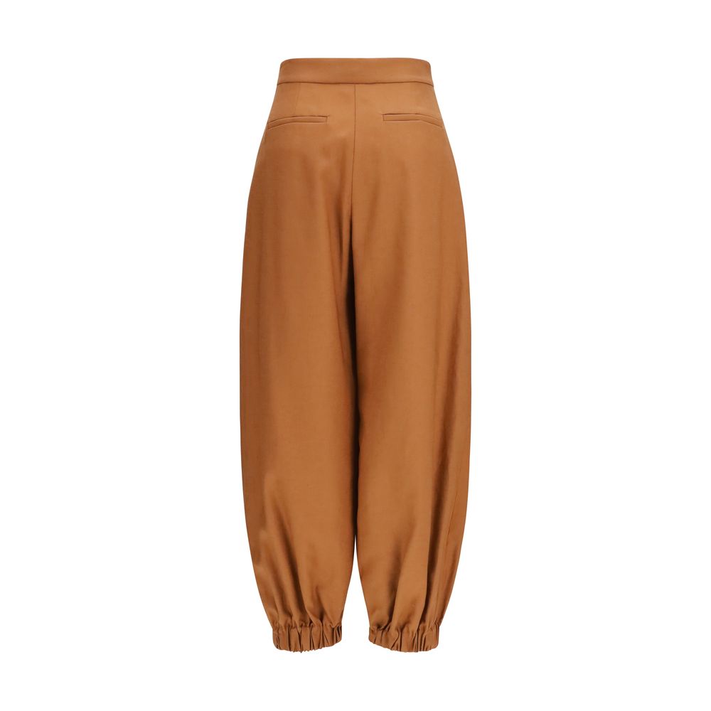 Pantalon décontracté en lin marron Fendi