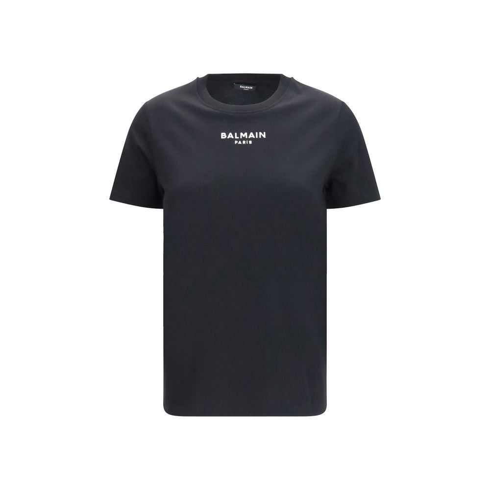 Schwarzes Baumwoll-T-Shirt mit Logo-Detail