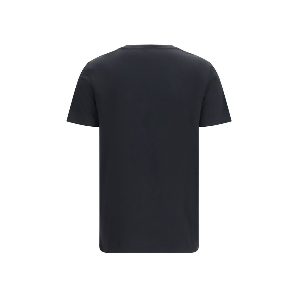 Schwarzes Baumwoll-T-Shirt mit Logo-Detail