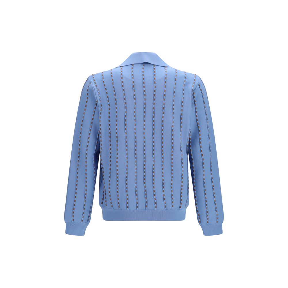Light Blue Cotton Sweater with FF Button Detail