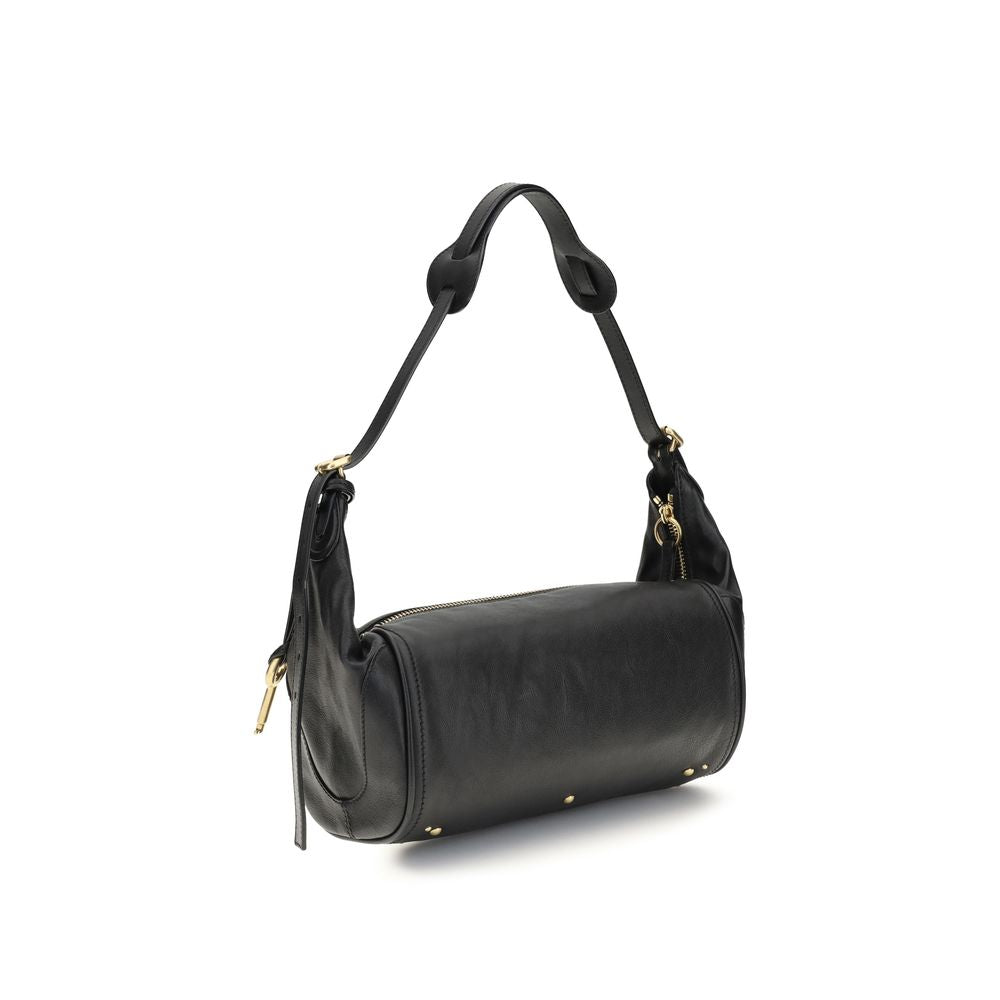 Black Leather Paddington Shoulder Bag with Padlock