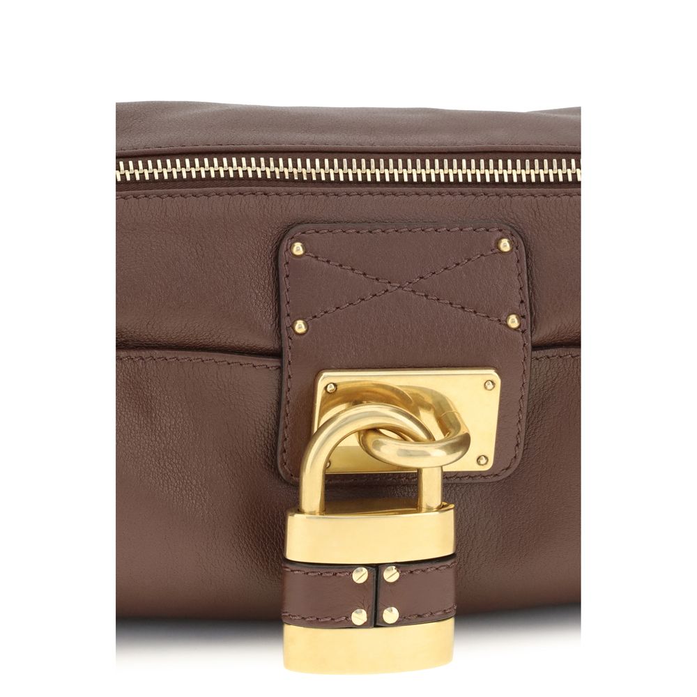 Brown Leather Paddington Shoulder Bag with Padlock