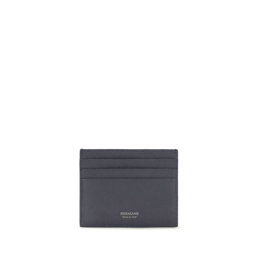 Blue Leather Wallet with Gancini Detail