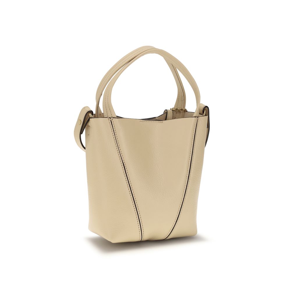 Beige Leather Spin Shoulder Bag by Chloé