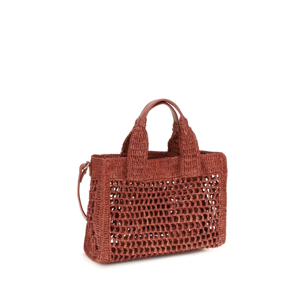 Multicolor Raffia and Leather Shoulder Bag by Chloé
