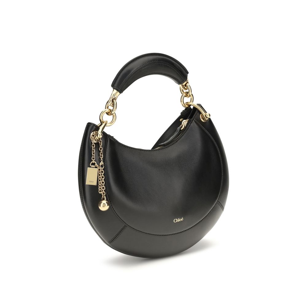 Schwarze Leder-Schultertasche Marcie