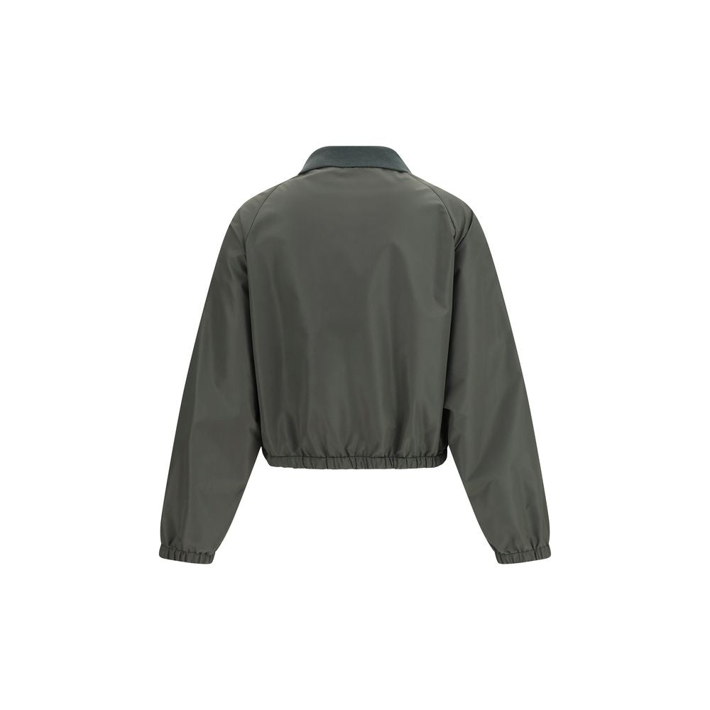 Zweifarbige Jacke aus Kunstfasern mit Lederdetails