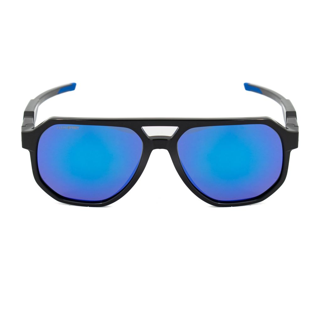Schwarze synthetische Sonnenbrille mit polarisierten verspiegelten Gläsern