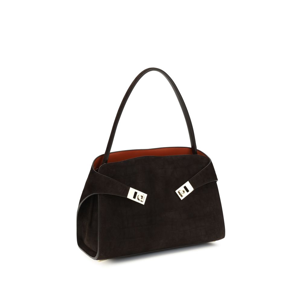 Ferragamo Brown Calf Leather Shoulder Bag