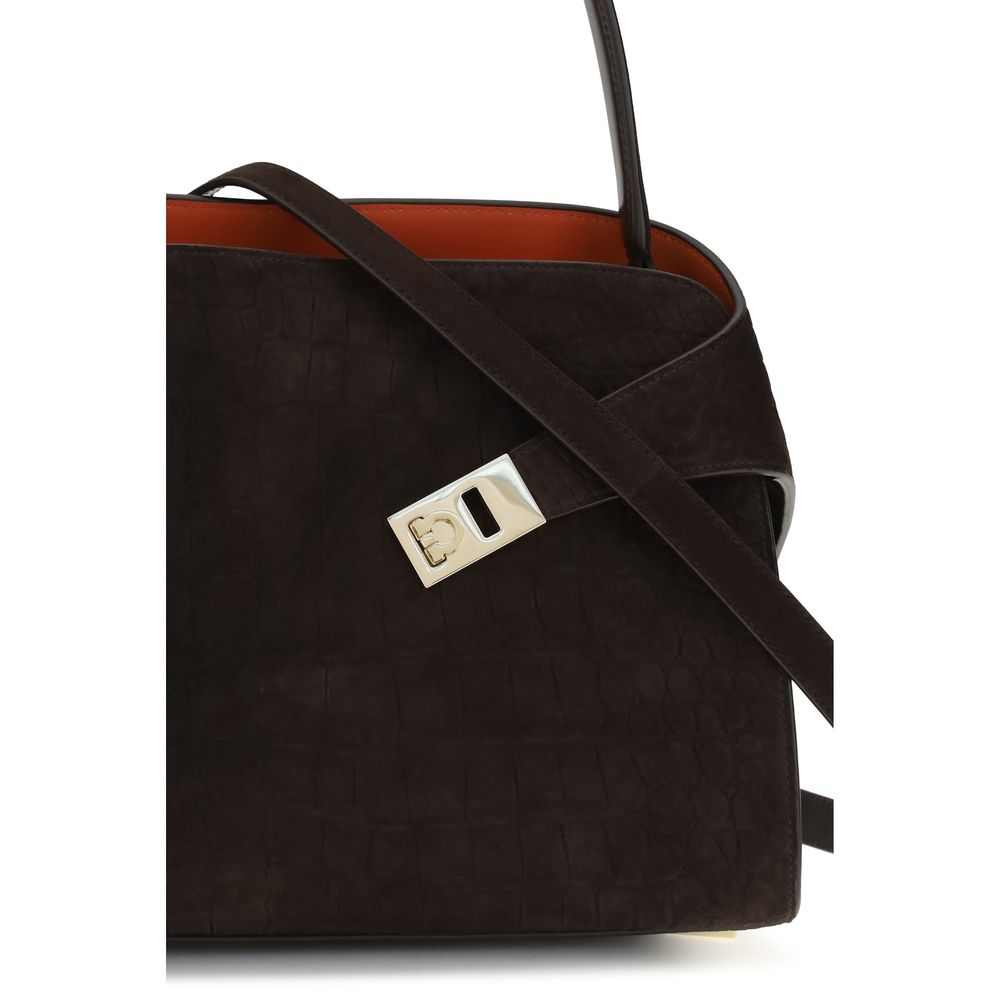Ferragamo Brown Calf Leather Shoulder Bag