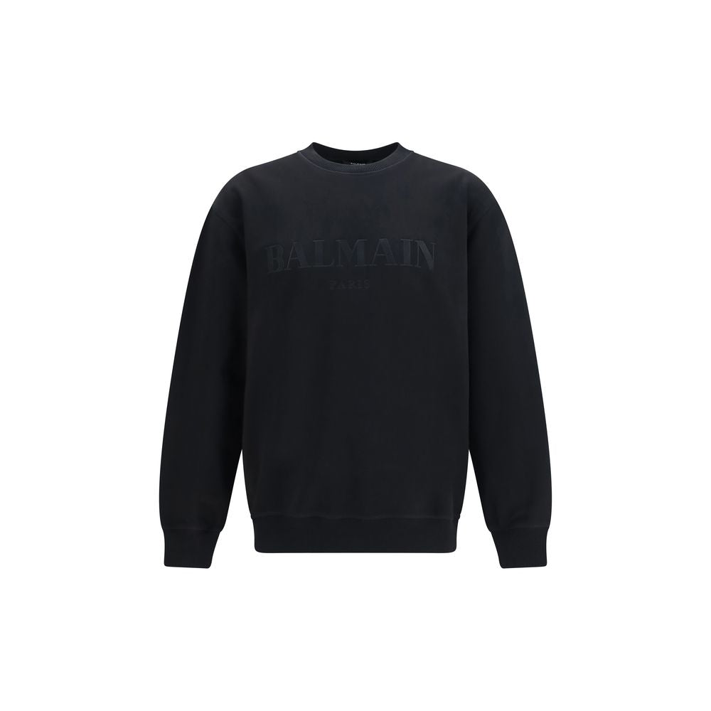 Schwarzes Baumwoll-Sweatshirt mit gesticktem Logo