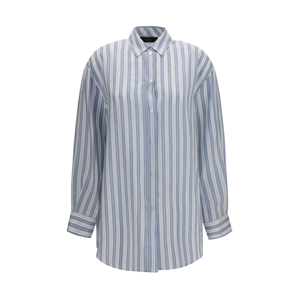 Blaues Seiden-Jacquardhemd von Gucci