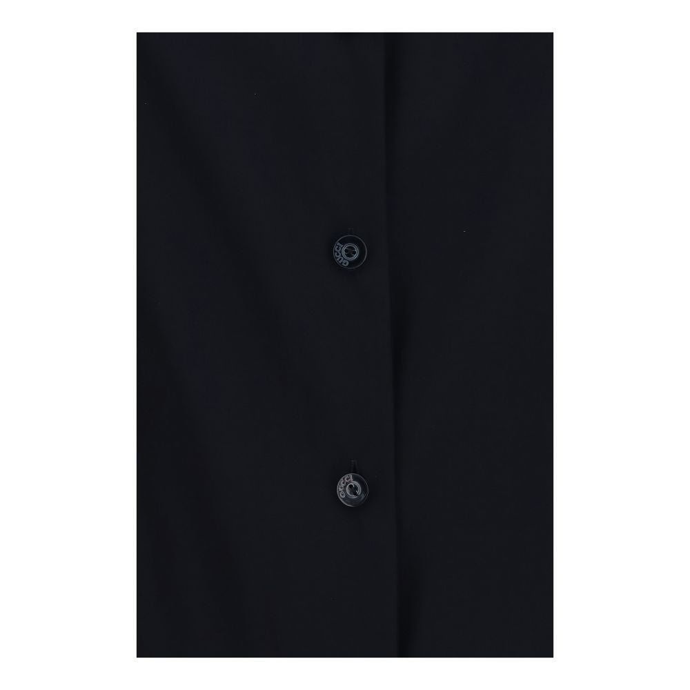 Schwarzes Seiden-Chiffon-Hemd mit abnehmbarem Unterhemd