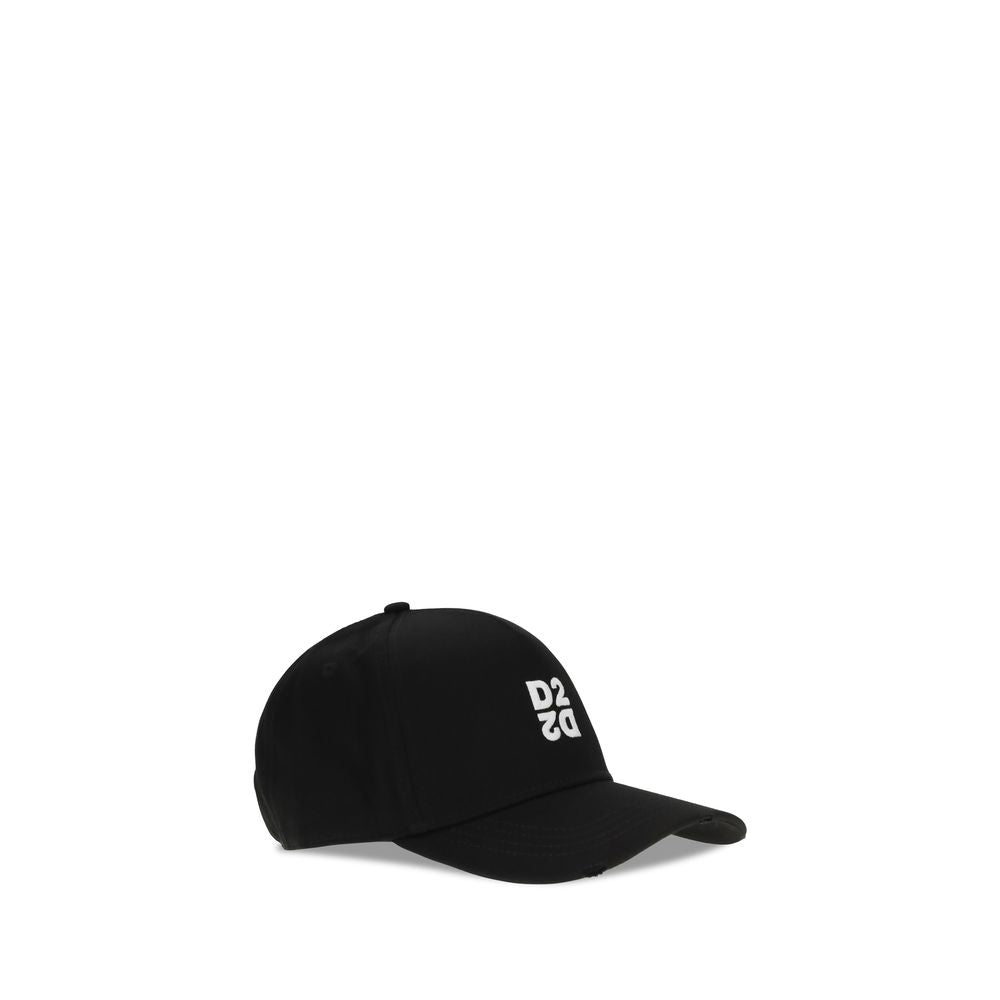 Black Cotton Baseball Cap with Embroidered Logo