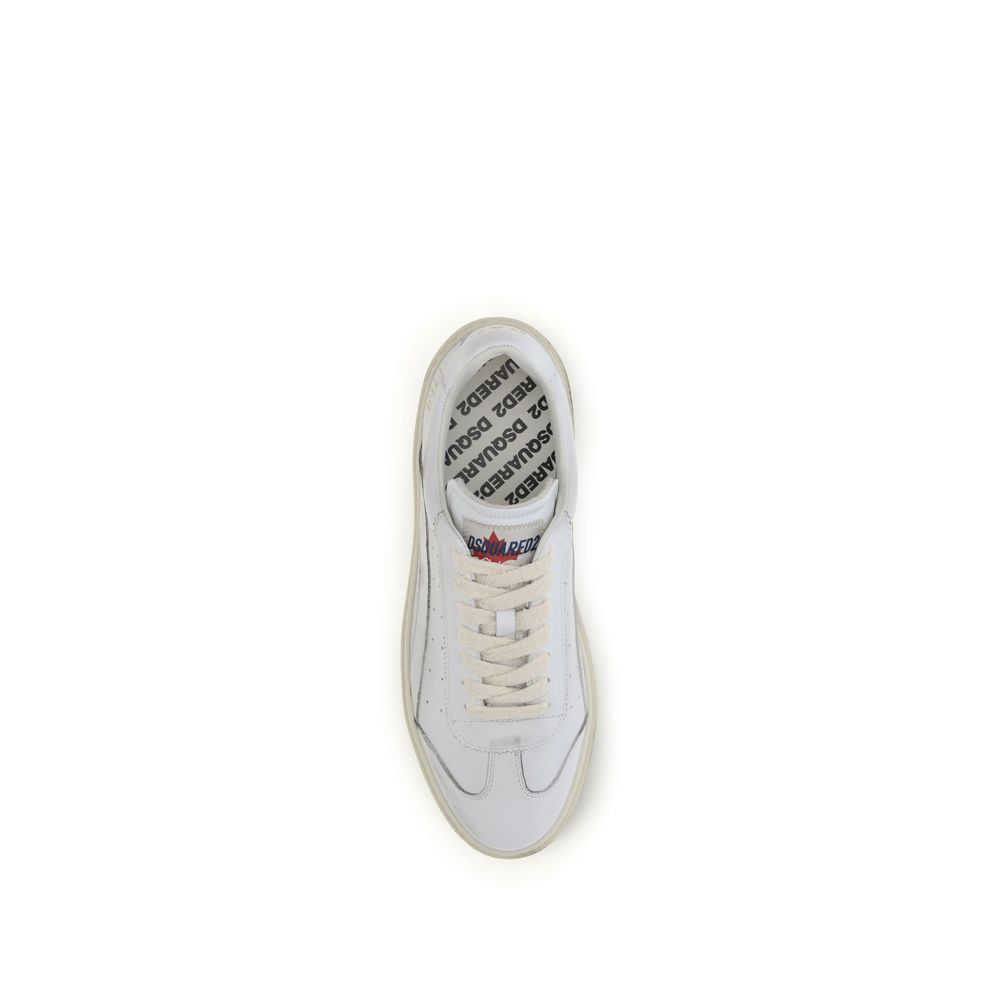 Dsquared² White Calf Leather Low Top Sneakers