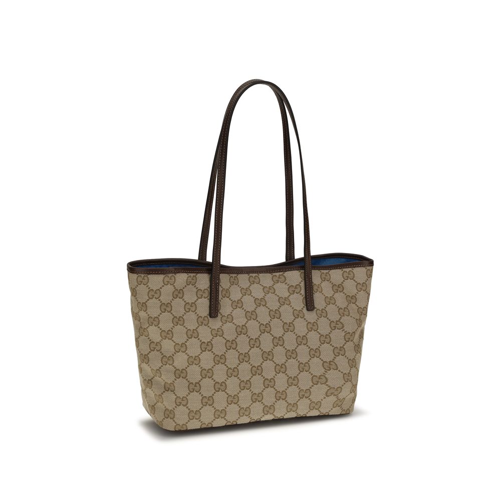 Beige Gucci Tribeca Einkaufstasche mit Lederbesatz