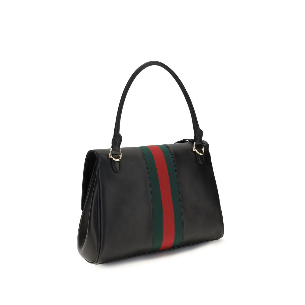 Black Leather Paparazzo Handbag with Horsebit Detail