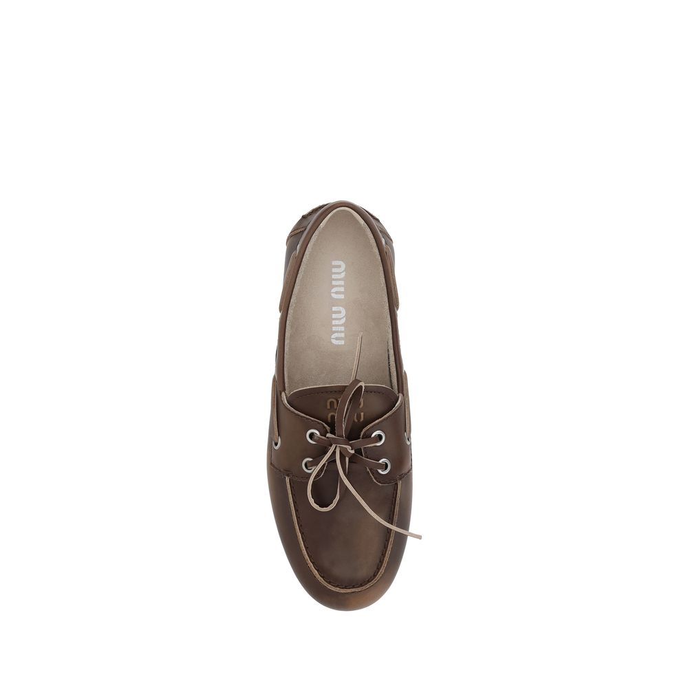 Brown Leather Slip-On Loafers with Bow Detail