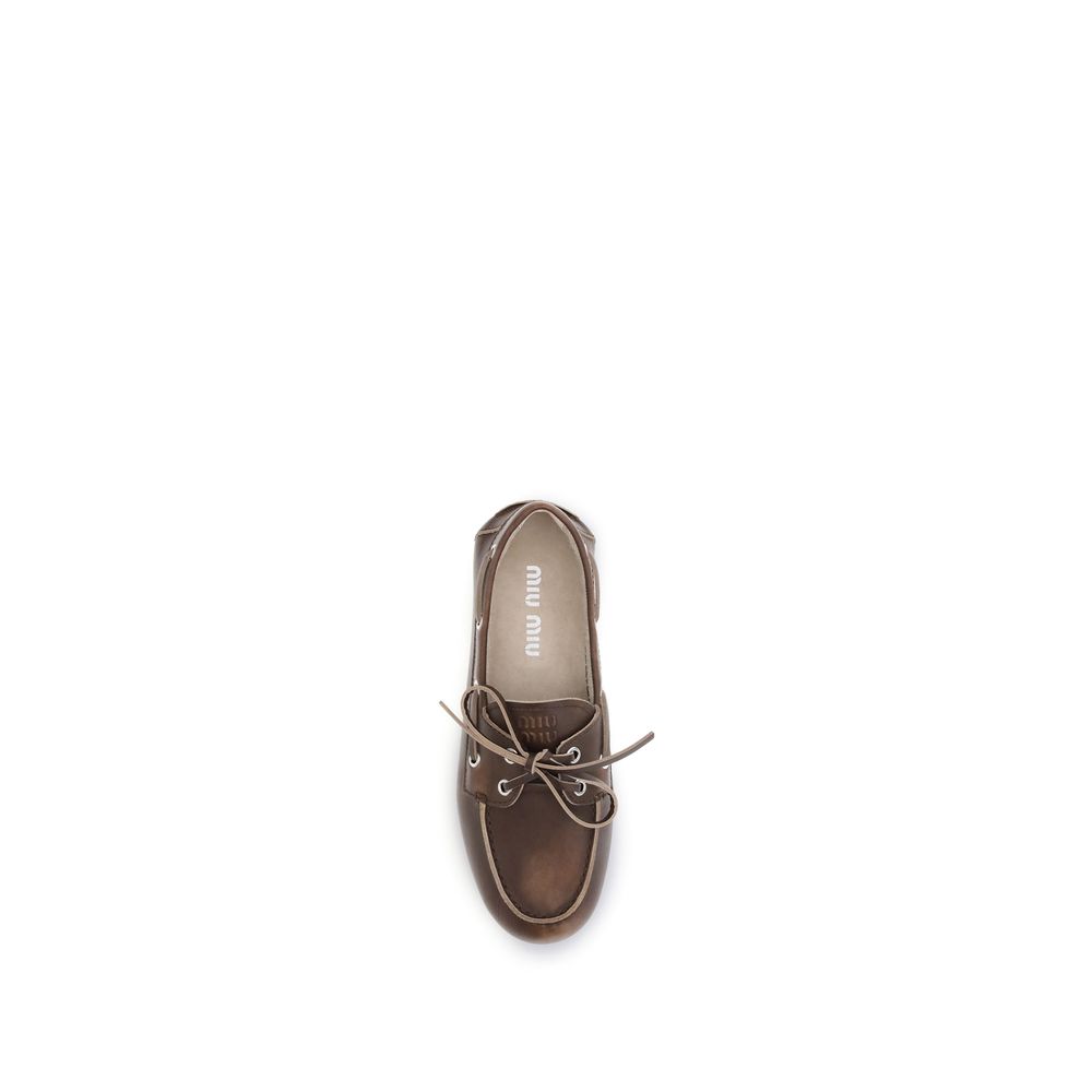 Brown Leather Slip-On Loafers with Bow Detail