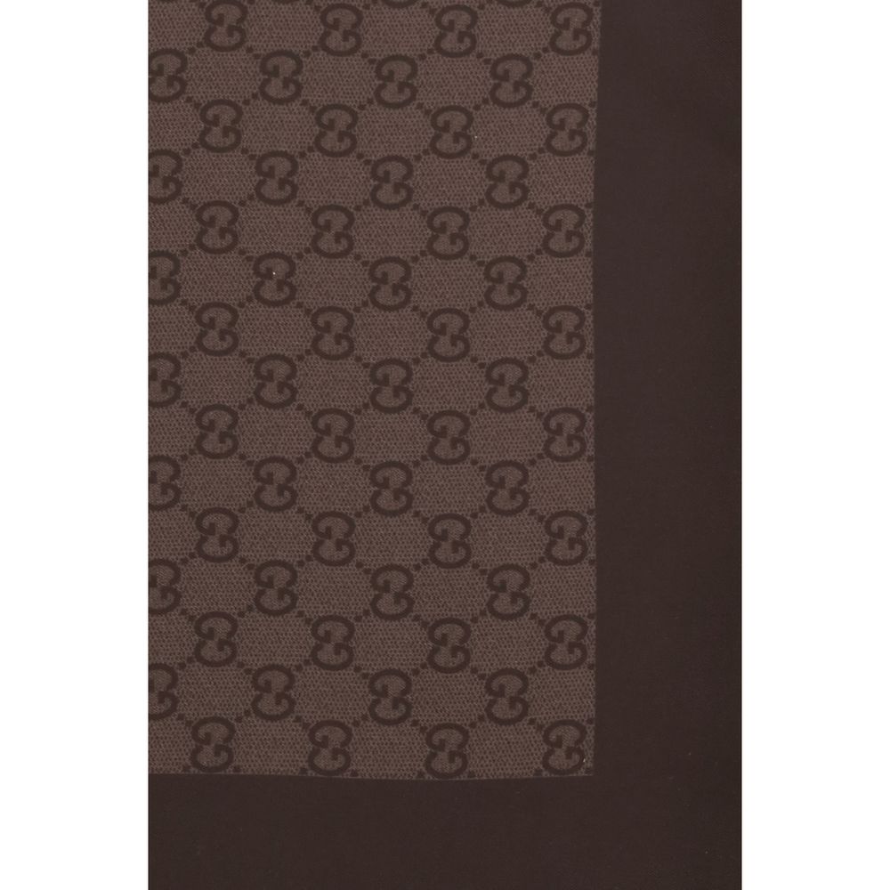 Brown Silk Scarf with GG Jacquard Pattern