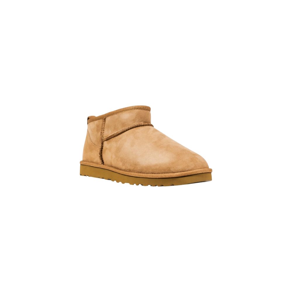 Beige Leder-Stiefeletten mit Ultra-Mini-Design