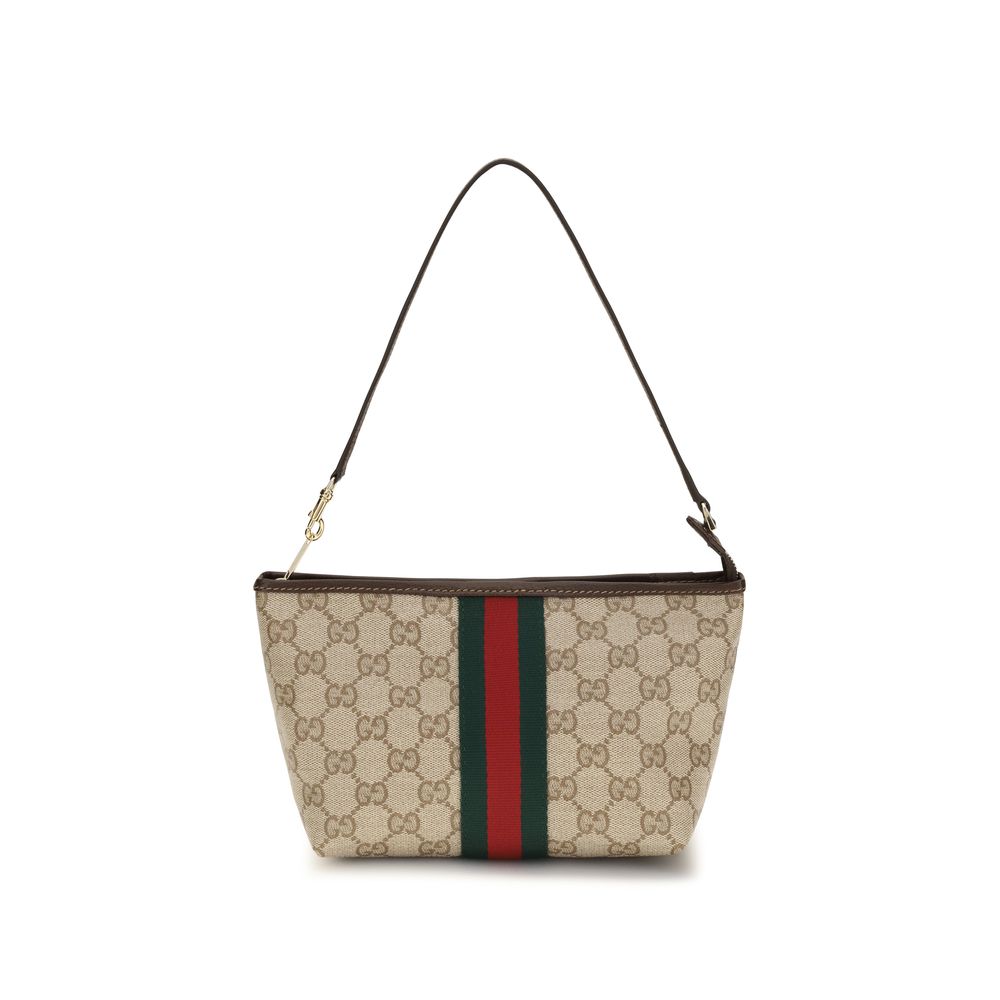 Beige Cotton Gucci Handbag with Leather Strap