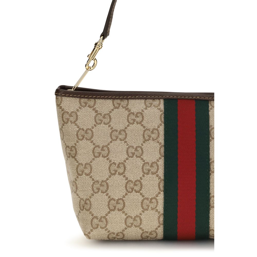 Beige Cotton Gucci Handbag with Leather Strap