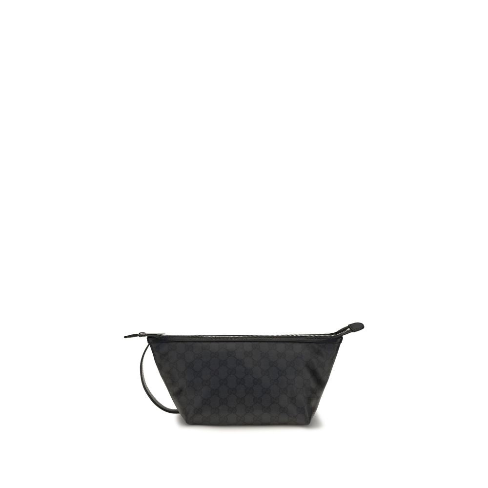 Clutch aus schwarzer Baumwolle und Leder von Gucci