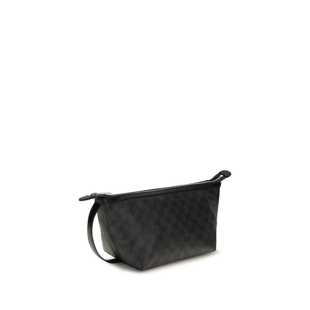 Clutch aus schwarzer Baumwolle und Leder von Gucci