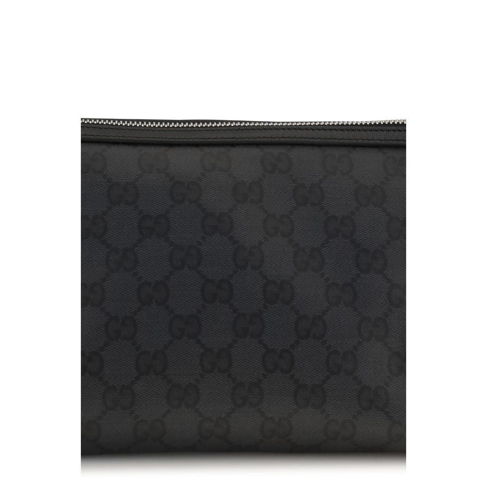 Clutch aus schwarzer Baumwolle und Leder von Gucci