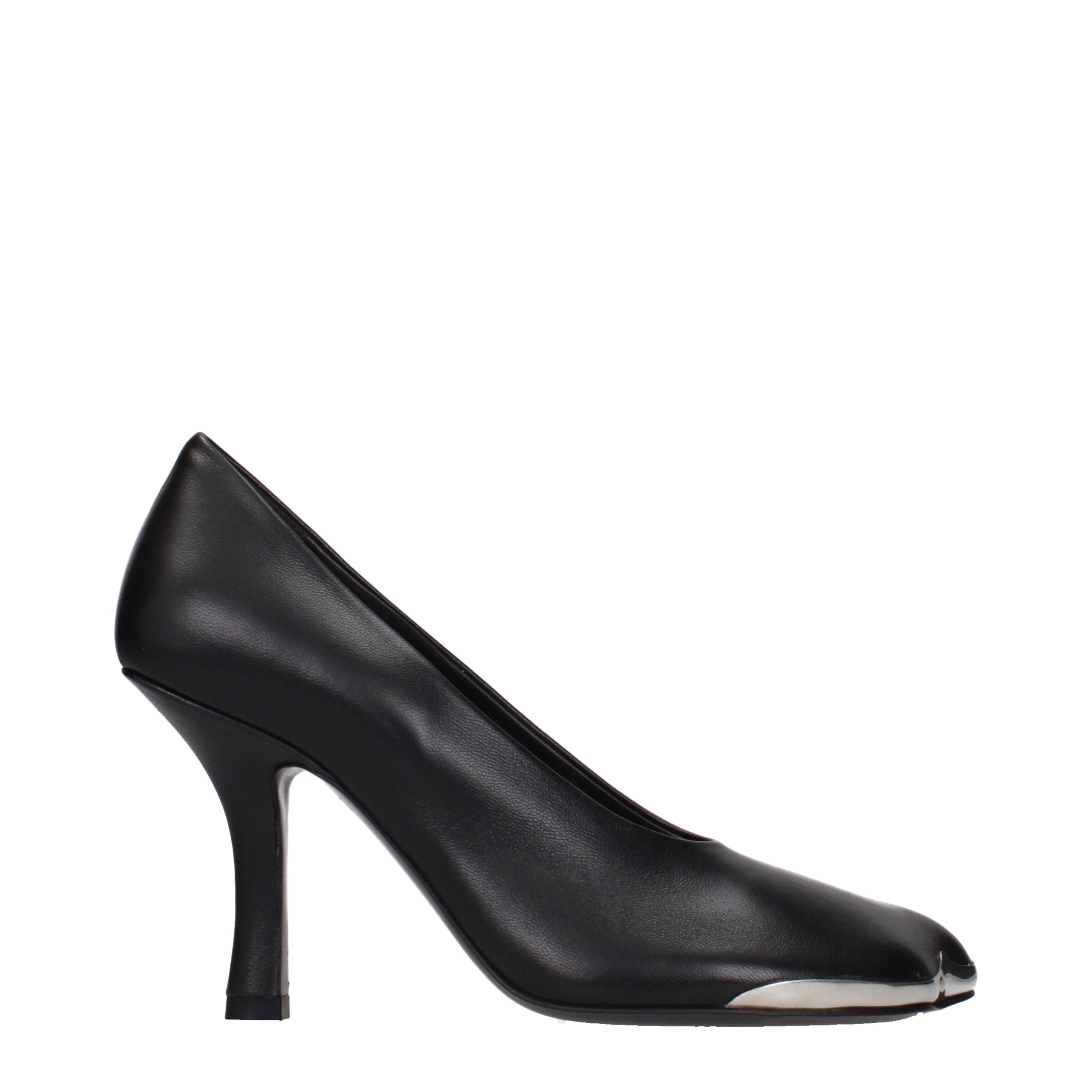 Black Leather Pumps with High Heels by Burberry