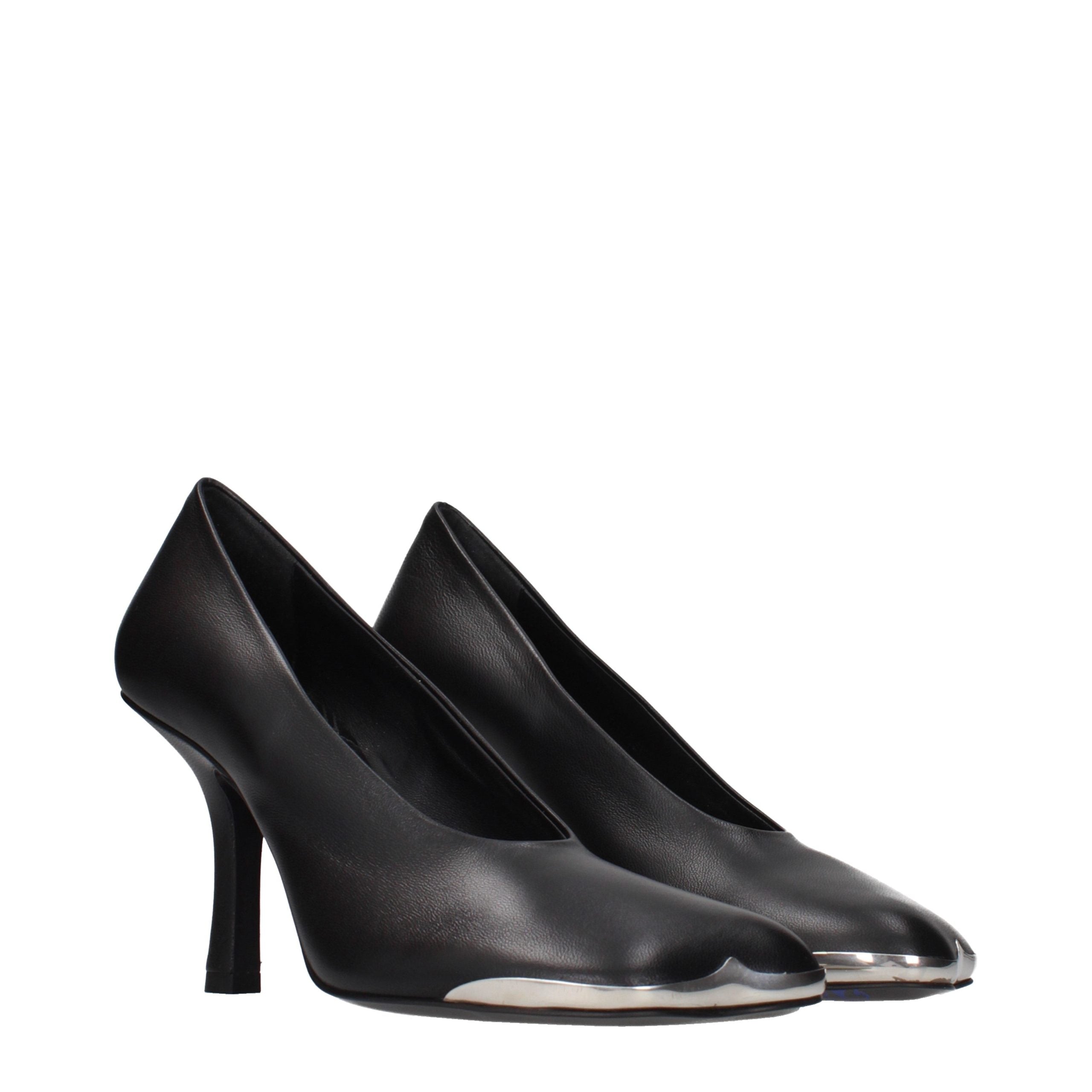 Black Leather Pumps with High Heels by Burberry